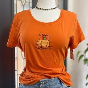 NWT Women’s Orange Happy Halloween Pumpkin Shirt | Size XXL